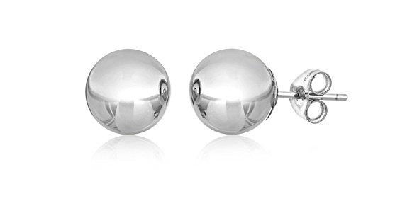 14KT White Gold Ball Stud Earrings With Butterfly Pushbacks