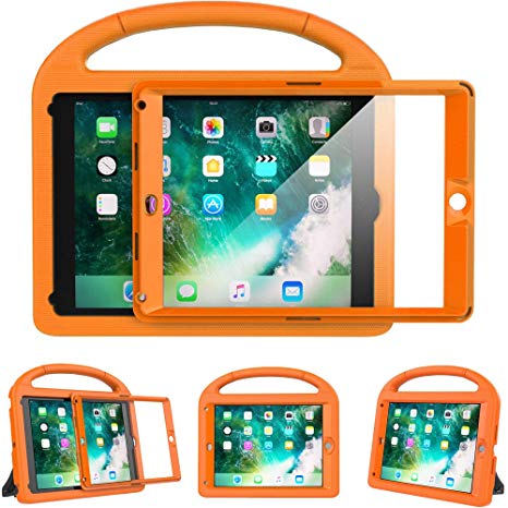 eTopxizu Kids Case for New iPad 9.7 2018/2017 with Built-in Screen Protector, Light Weight Shock Proof Handle Stand Kids Case for iPad 9.7 2017/2018 iPad Air/iPad Air 2/iPad Pro 9.7 - Orange