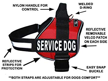 Service Dog Harness Vest Comes with 2 reflective SERVICE DOG removable patches. Please measure dog before ordering