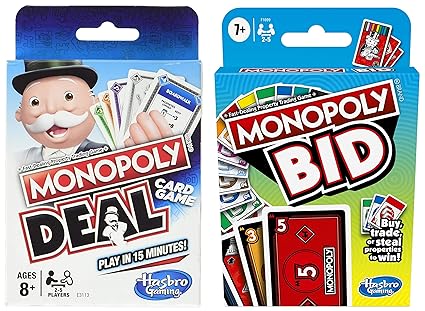 Monopoly Bid Game Quick-Playing Card Game For 4 Players Deal Card Game English- (Set of 2Toys), Kid