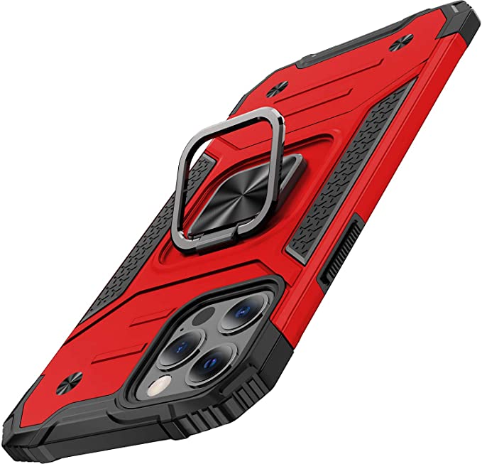 AEDILYS Designed for iPhone 12 Pro max Case，（2020） [ Military Grade ] [ Ultra Slim ] Add Camera Protection 17ft. Drop Tested Protective Case [ Kickstand ] 6.7 Inch - Red