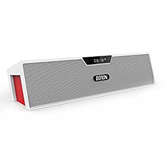 Wireless Portable Rechargeable Bluetooth Speakers, Built-in Mic Handfree Phone Call, with FM Radio, Alarm Clock, LED Display, Support 3.5 Mm Audio Jack, Micro SD Card & USB Input(White)