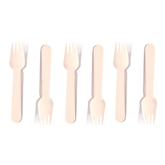 Eco-Friendly Disposable Wooden Forks Set Silverware for Birthday Party Events Holiday Family Gathering Camping BBQ Cutlery (50 ct, Forks)