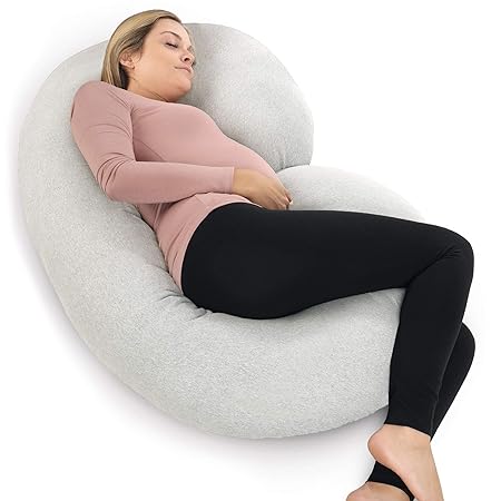PharMeDoc PharMeDoc Pregnancy Pillow with Jersey Cover, C Shaped Full Body Pillow (Light Gray)
