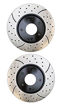 Prime Choice Auto Parts PR41429LR Front Drilled Slotted Performance Brake Rotors Pair