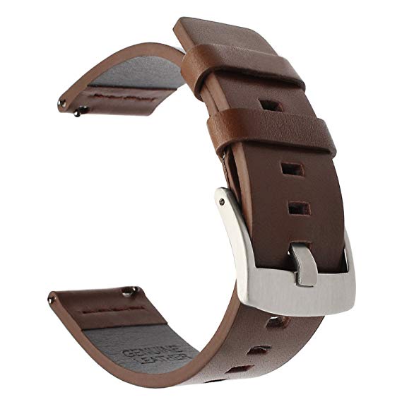 TRUMiRR 24mm Genuine Oily Leather Watch Band Quick Release Wrist Strap for Smartwatch 2 SW2, Fossil Q Nate, Suunto Traverse£¬Panerai 44mm, Other 24mm Lug Wide Smart and Traditional Watches