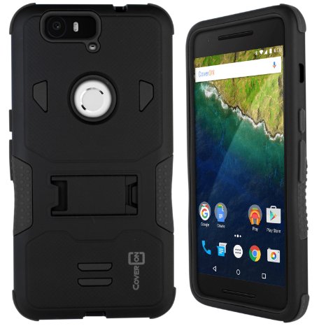 Nexus 6P Case CoverONreg DuraShield Series Drop Proof Phone Cover Grip  Bumper  Stand Hybrid Case For Google Nexus 6P - Black