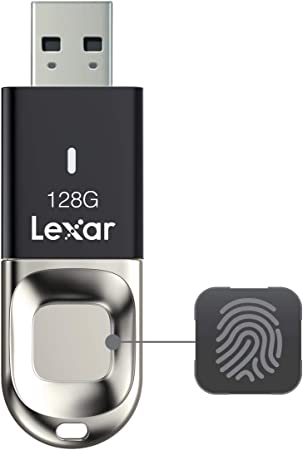 Lexar JumpDrive Fingerprint F35 128GB USB 3.0 Flash Drive, USB Stick Up to 150MB/s Read, Memory Stick for Computer, External Storage Data, Photo, Video (Incompatible with Mac OS) (LJDF35-128BEU)