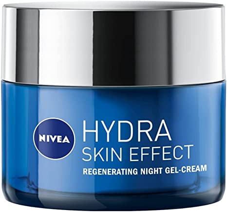 NIVEA Hydra Skin Effect Regeneration Night Gel (50ml), Lightweight Evening Face Gel Charged with Hyaluronic Acid, Gel-Based Face Moisturiser Provides 72H Hydration