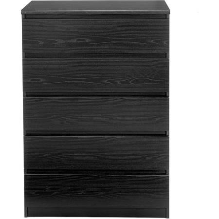 Laguna 5-Drawer Chest, Black Wood Grain Modern Style With Water And Stain Resistant by Laguna