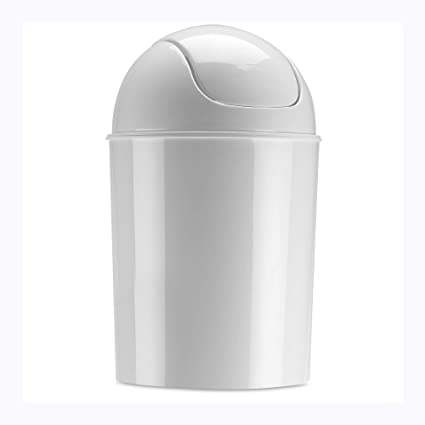 Mini Waste Can 1-1/2 Gallon with Swing Lid, White