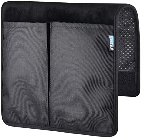 Bluecell 16'' x 10.25'' Soft Chair Armrest Organizer Anti-Slip Armchair Storage Bag with 2 Pockets for Cell Phone, TV Remote Control, Water Bottle