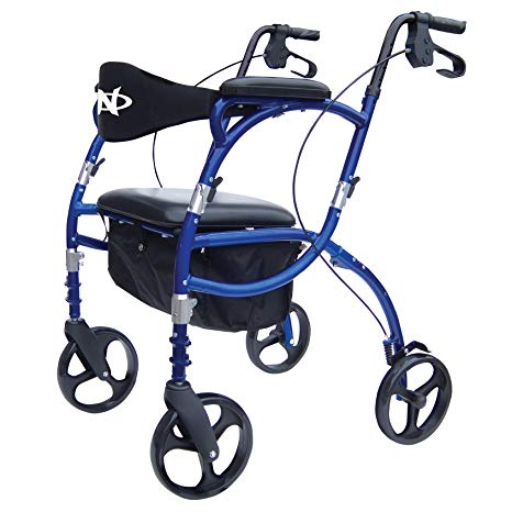 Hugo Navigator Combo Rollator Walker   Transport Wheelchair;Blue