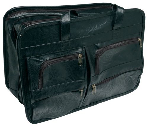 RoadPro SEB-001BK 17 x 12 Black Leather-Like Soft-Sided Briefcase