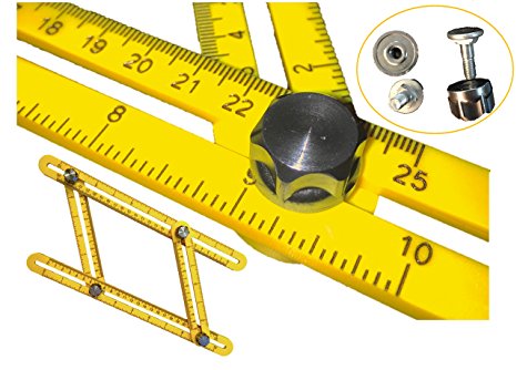 NEW DESIGN: SIZEors Measurement Template Tool for Tiling, Bricks and Construction Projects, Accurate Measuring for DIY Craftsmen: Metal Bolts /Knobs for Secure Locking -Good Idea for Father's Day Gift
