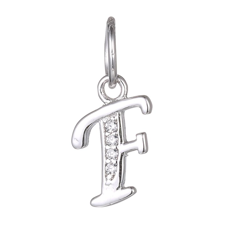 925 Sterling Silver Cubic Zirconia A-Z Initial Letters Alphabet Dangling charms Pendant