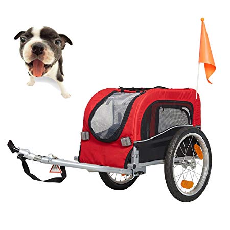 Lucky Tree Pet Dog Bike Trailer Bicycle Trailer Carrier Cycling w/Suspension