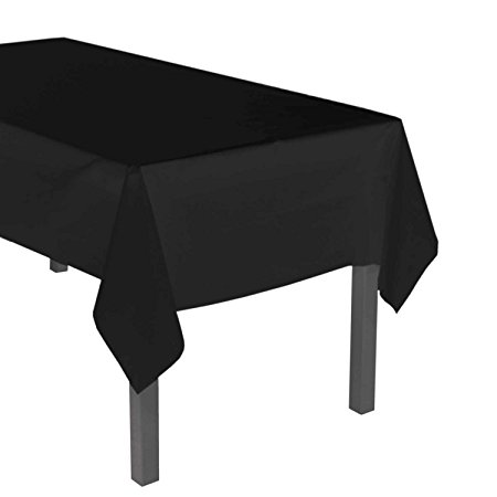 Party Essentials Heavy Duty Plastic Table Cover Available in 44 Colors, 54" x 108", Black