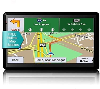 GPS Navigation for Car Truck 7 inch HD Screen GPS Navigator System with Latest Free Lifetime Maps, Voice Broadcast Function and Speed ​​Camera Warning,Driving Alert (Black-A)