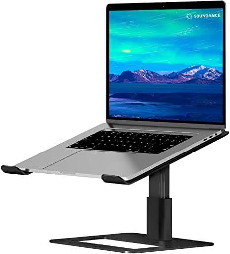 SOUNDANCE Adjustable Laptop Stand for Desk, Computer Stand, Ergonomic Laptop Riser Holder Compatible with 10 to 17.3 Inches Notebook PC Computer, Aluminum Black