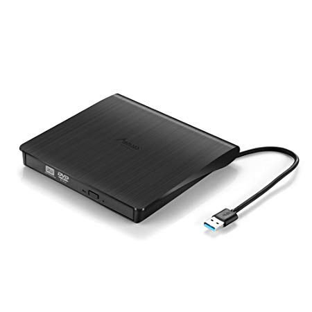 External DVD Drive, Madgiga USB 3.0 Transmission Slim Portable External DVD CD  /-RW Writer/Burner/Rewriter ROM Drive Perfect Mac OS/Win7/Win8/Win10/Vista PC Desktop Laptop (High-Grade Brushed)