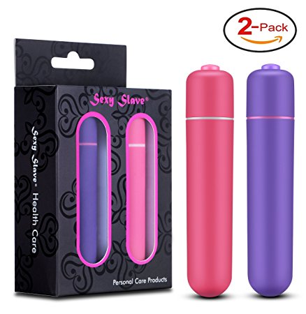 Sexy Slave Portable Waterproof 10 Speed Bullet Vibrator - Mini Electrical Massager - Clit Stimulator (Pack of 2, Pink and Purple)