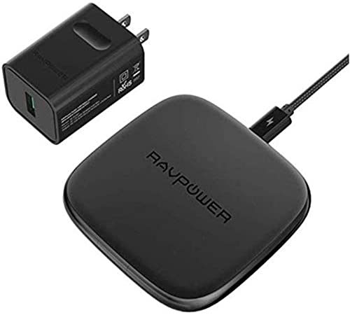 Wireless Charger RAVPower, Qi-Certified 10W Fast Charging Pad for Galaxy S9  S9 S8  S8 Note 8 with HyperAir, 7.5W Ultra Thin Stand Compatible iPhone Xs MAX XR X8 Plus (No AC Adapter)