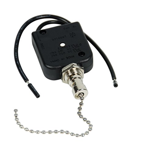 Gardner Bender GSW-35 Single Circuit Pull Chain Switch, All Angle Pull, 6 A 125 V AC, SPST, ON-OFF, Electric Applications, 6 Inch 18 AWG Wire Leads, Nickel Plated, Industrial / Emergency Equipment & Lighting