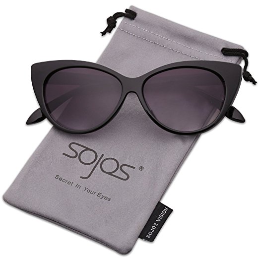 SojoS Retro Vintage Cateye Sunglasses for Women Plastic Frame Mirrored Lens SJ2939