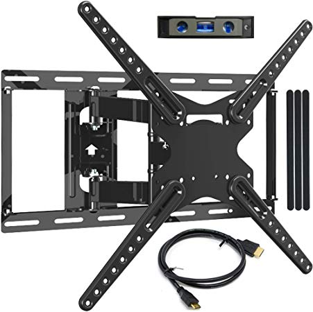 JUSTSTONE Full Motion TV Wall Mount Bracket for 28-70 Inch LED LCD Plasma Flat Screen TVs up to 110 Lbs VESA 600x400mm with Articulating Arms, Extend 15.6°, Swivel 180°, Tilt 15° and 3° Level Adjust