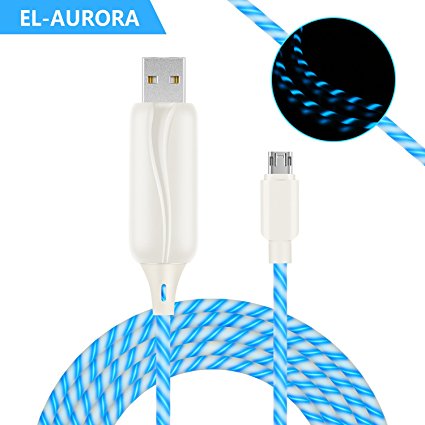 EL-AURORA Micro USB Cable,360 Degree Light 3ft LED Visible Flowing Fast Quick Charger Light Up Cable Sync Data Cord for Samsung, Nexus, LG, Motorola, Android Smartphones and More(White)