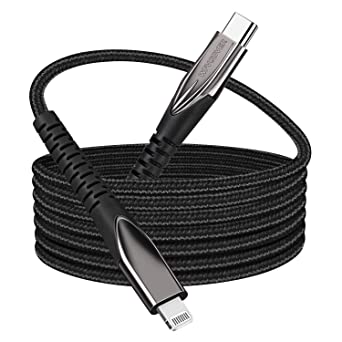 USB-C to Lightning Cable [MFI Certified] 10FT/3M WFVODVER iPhone 12 Nylon Braided Type C Fast Charging Cable Compatible with iPhone 12/12Mini/12 Pro/11/11Pro/11 Pro Max/X/XS/XR/XS MAX (Black)