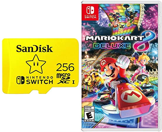 SanDisk 256GB MicroSDXC Card, Licensed for Nintendo Switch - SDSQXAO-256G-GNCZN & Mario Kart 8 Deluxe - Nintendo Switch