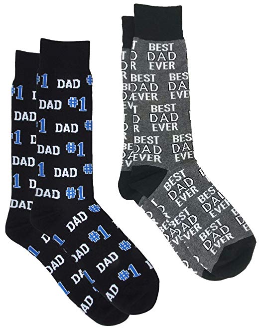 360 Threads Men's Novelty Socks - 2 Pair Set Choose Print: Sushi, Hot Sauce, Dad