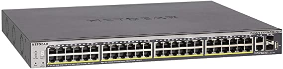 NETGEAR 52-Port PoE Gigabit/10G Stackable Smart Switch (GS752TXP) - Managed, with 48 x PoE  @ 390W, 2 x 10G Copper and 2 x 10G SFP , Desktop or Rackmount, and Limited Lifetime Protection