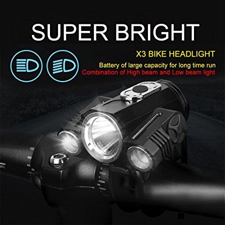 Bicycle Light Led Bike Headlight Rechargeable 18650 Headlamp T6 1500 Lumen IPX65 Waterproof 6 Hours Run-time