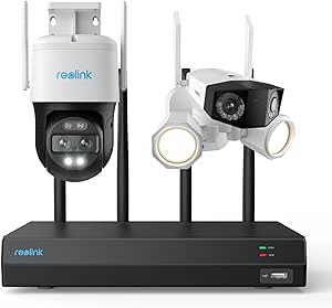 REOLINK 12CH WiFi NVR with 4K PTZ TrackMix WiFi and 4K Floodlight Camera Bundle, 2TB HDD Pre-Installed, 24/7 Recording