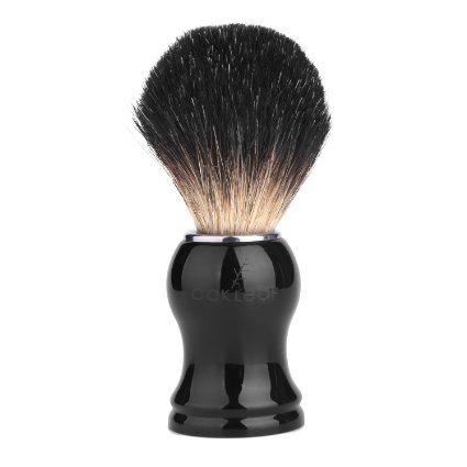 Shaving Brush, Oak Leaf 100% Pure Black Badger with Black Handle