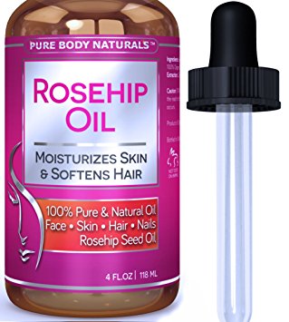Pure Body Naturals Virgin Rose Hip Seed Oil For Face And Skin, 118 Ml.