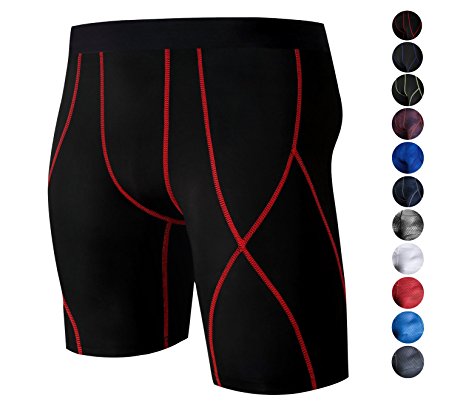ChinFun Men's Sports Performance Cool Dry 6" Running Fitness Underwear Compression Boxer Briefs Shorts Compression Leggings
