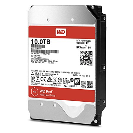 WD Red 10TB NAS Hard Disk Drive - 5400 RPM Class SATA 6 Gb/s 256MB Cache 3.5" - WD100EFAX