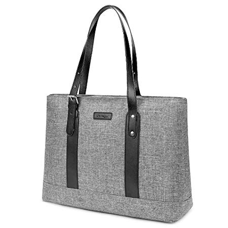 Utotebag Women Laptop Tote Bag, 15.6 Inch Notebook Ultrabook Shoulder Bag Lightweight Nylon Briefcase Classic Handbag Handle Adjustable Work Travel Business Bag (Grey)