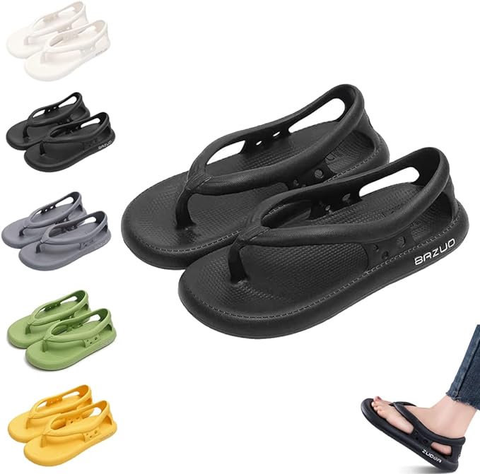 Bazuo Sandals, 2023 New Unisex Summer New Beach Non-Slip EVA Thick Flip Flops (7.5-8, Black)