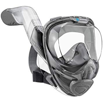 WildHorn Outfitters Seaview 180° V2 Full Face Snorkel Mask with FLOWTECH Advanced Breathing System - Allows for A Natural & Safe Snorkeling Experience- Panoramic Side Snorkel Set Design