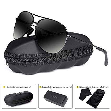 Polarized Aviator Sunglasses for Men - goudi Metal Frame driving UV 400 Protection Mens Women Mirror Sunglasses 8002