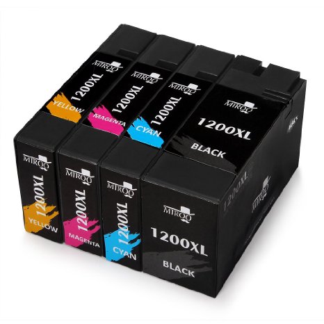 MIROO High Yield Replacement Ink Cartridges For Canon PGI-1200XL (1 Black, 1 Cyan, 1 Magenta, 1 Yellow) Use With Canon Maxify MB2020 MB2050 MB2320 MB2350 Inkjet Printers