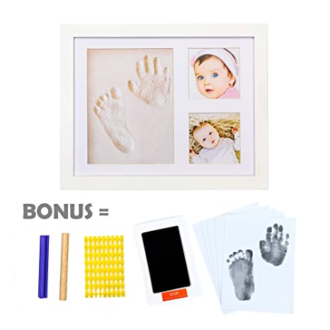 Baby Handprint and Footprint Kit with Bonus Clean-Touch Ink Pad, Mess-Free Clay, Best for Baby Shower and Registry Gift, Safe for Newborn Babies by Hi-N-Seek