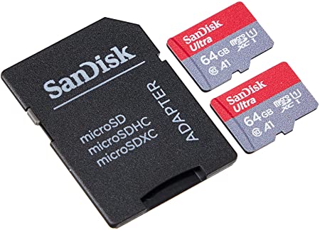 SanDisk Ultra 64GB microSDHC UHS-I card, with Adapter (2-Pack)