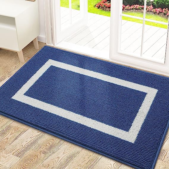 OLANLY Indoor Door Mat, 36x24, Non-Slip Absorbent Resist Dirt Entrance Mat, Washable Low-Profile Inside Entry Doormats for Entryway, Navy