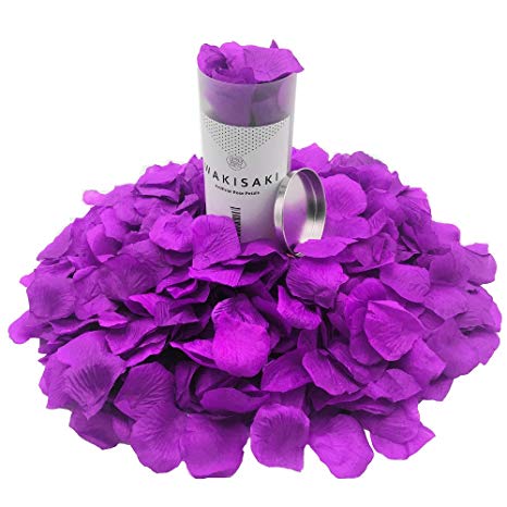 WAKISAKI (Separated, Pleasant-Smelling) Artificial Fake Rose Petals for Romantic Night, Wedding, Event, Party, Decoration, in Bulk (1000 Count, Imperial Purple)